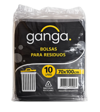 BOLSA DE RESIDUOS 70X100 X10U GANGA