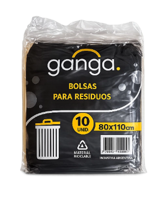 BOLSA DE RESIDUOS 80X110 X10U GANGA