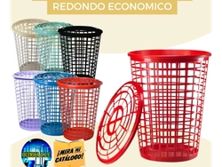 CANASTO REDONDO CALADO P/ ROPA (ECO) 40LT